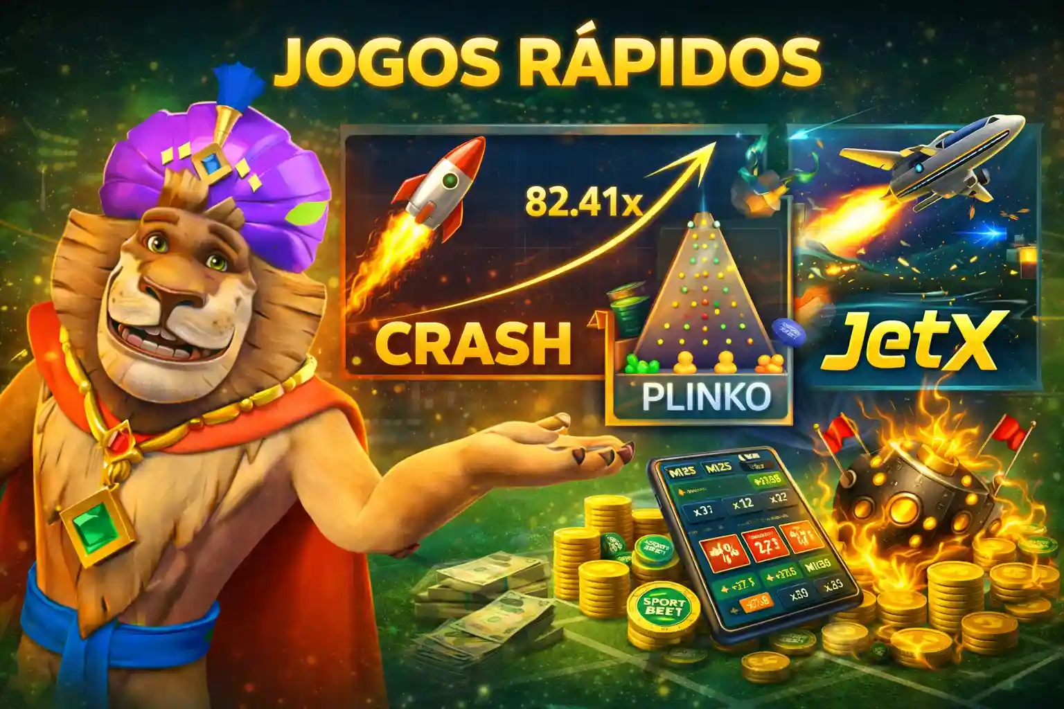 Crash, Plinko e JetX com foguetes, multiplicadores e moedas virtuais